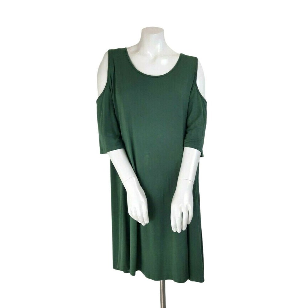 Heart & Hips Green Cold Shoulder Soft Casual Dress